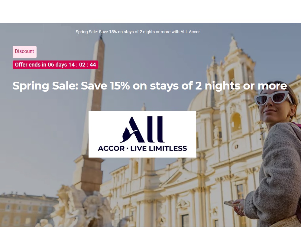 Промоакция: распродажа от Accor на проживания в Европе до середины апреля со скидкой до 25%