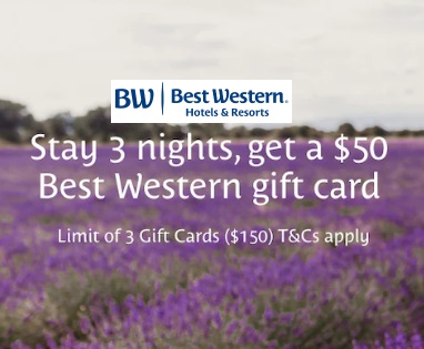 Промоакция: подарочная карта Best Western номиналом 50$ за каждые 3 ночи в отелях сети