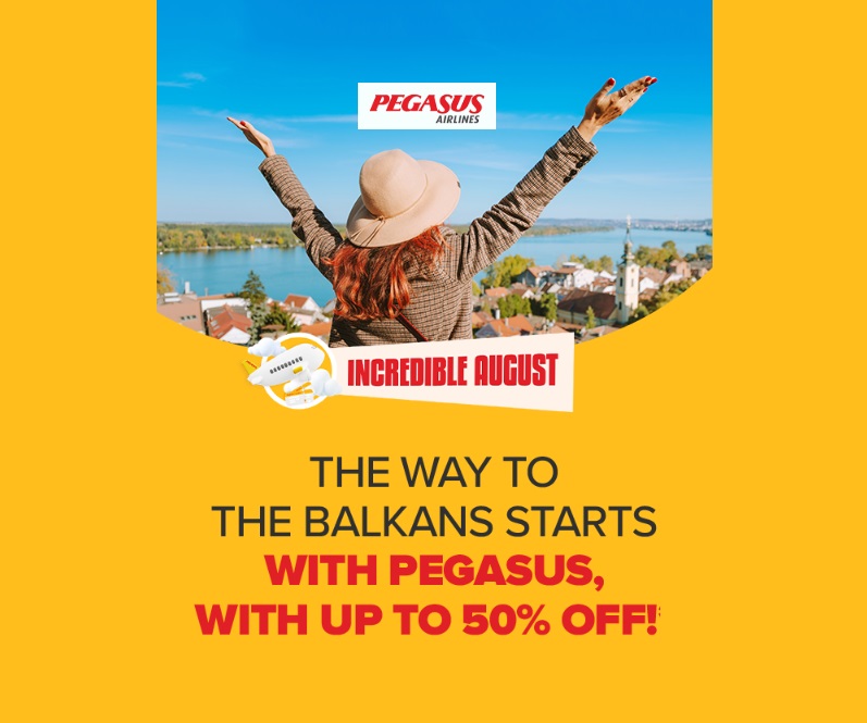 Промоакция: распродажа в мобильном приложении от Pegasus Airlines с 50% по балканским направлениям